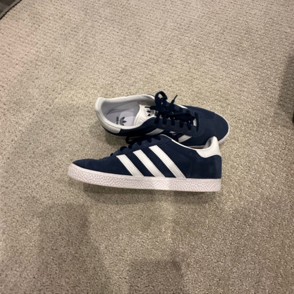 adidas Navy and White Suede Low-Top Sneakers
